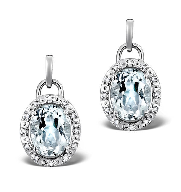 Aquamarine 3.69CT And Diamond 9K White Gold Earrings